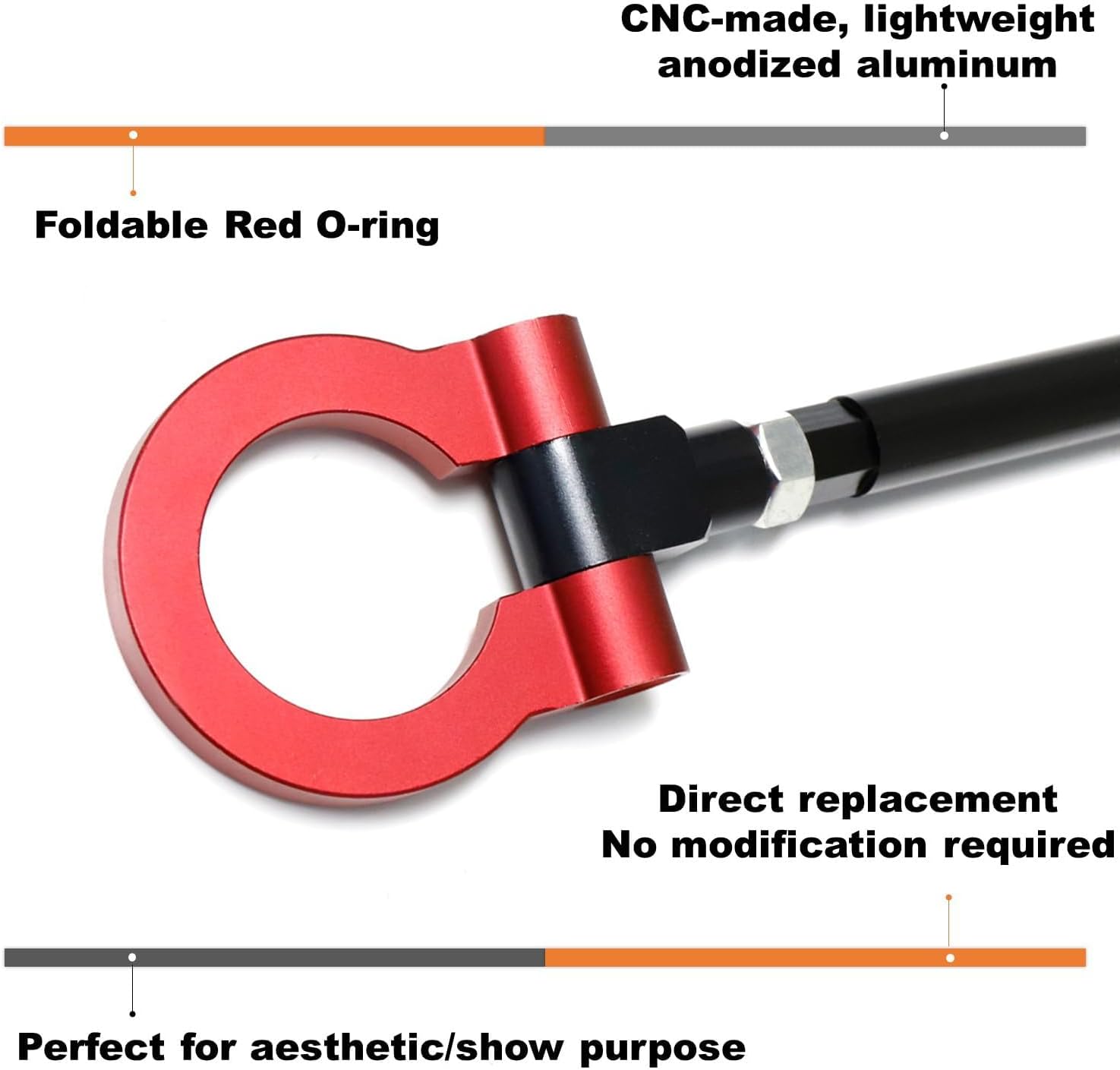 iJDMTOY Anillo de gancho de remolque de estilo de carreras rojo compatible con BMW 1 3 5 Series X5 X6 (E36 E39 E46 E90 E92, etc.), compatible con