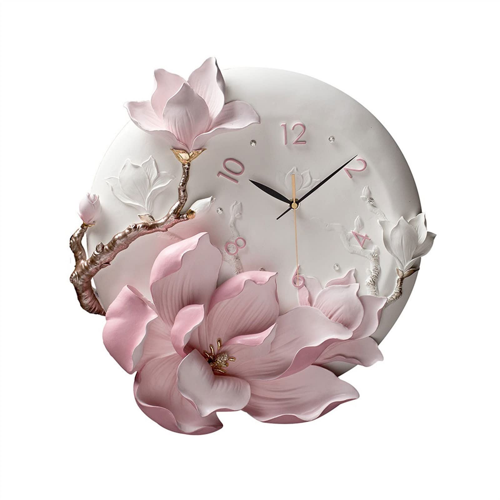 Horloge murale numérique personnalisée salon motif fleur en relief