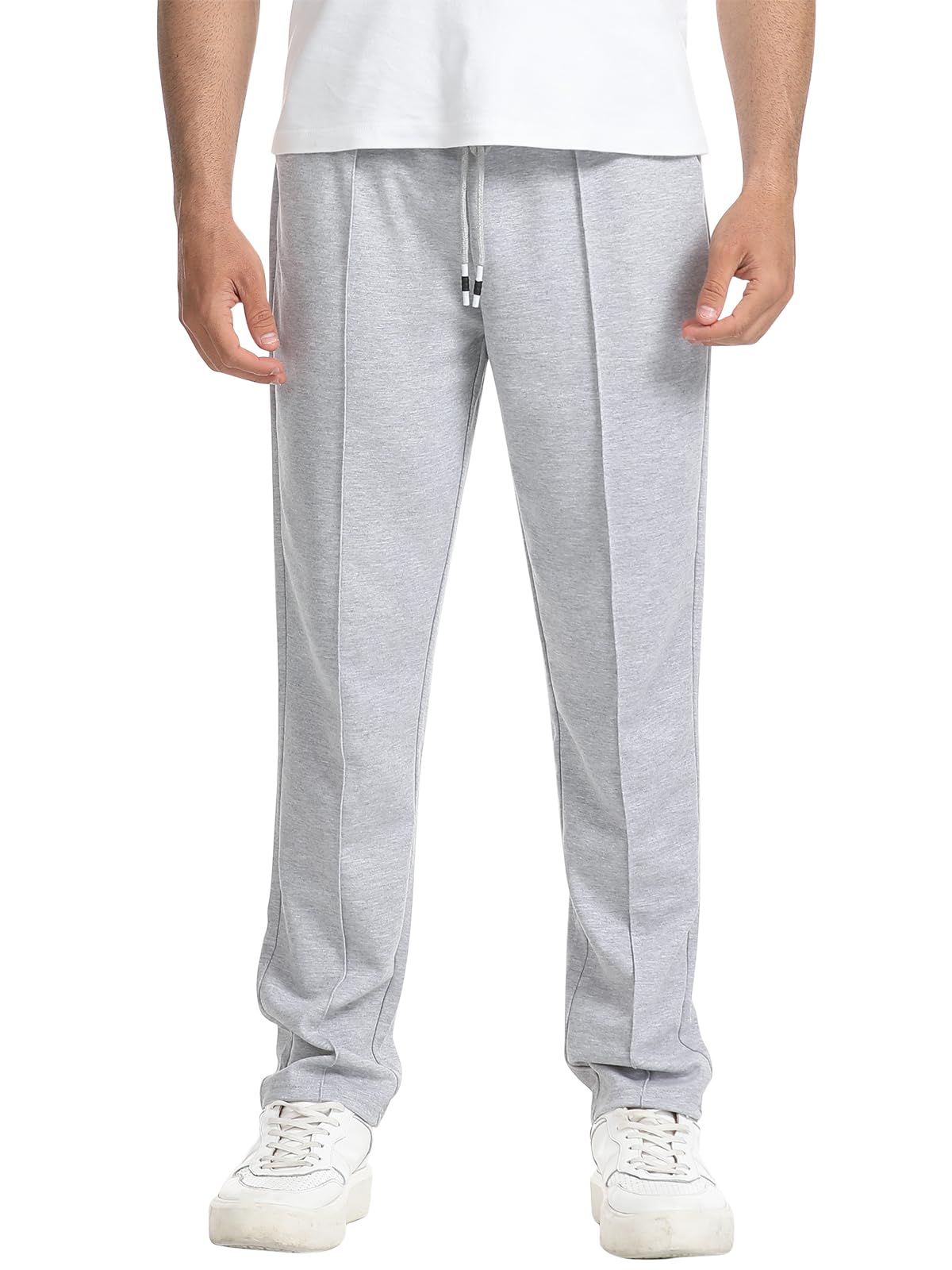Suwangi Herren Jogginghose Lange Sweathose Gerades Bein SporthoseTrainingshose Pleated Lässige Hose Winter mit Taschen