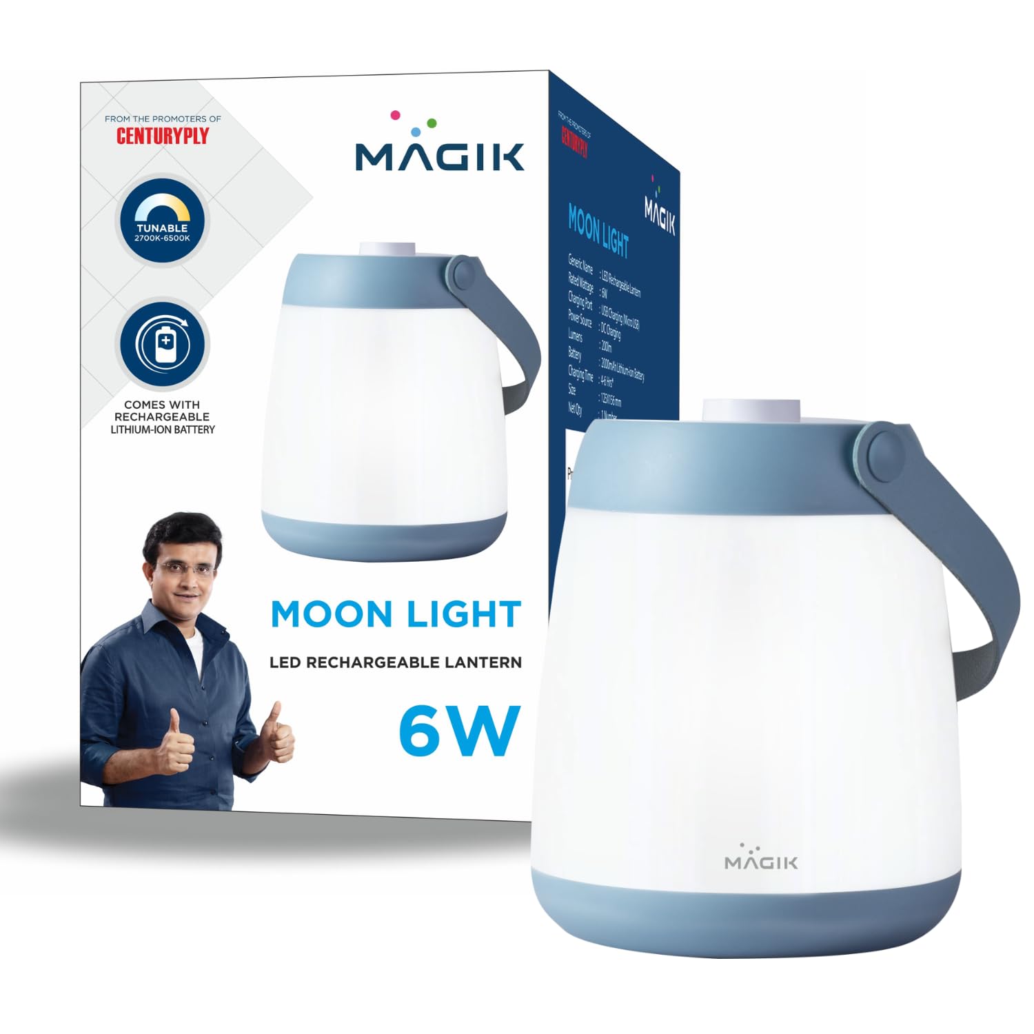 Magik Moonlight LED Rechargeable Lantern | 360 Degree Light Distribution | CCT tunable Range from 6500K to 2700K (Pack of 1) (B0CRHMCYH9) Amazon Price History, Amazon Price Tracker