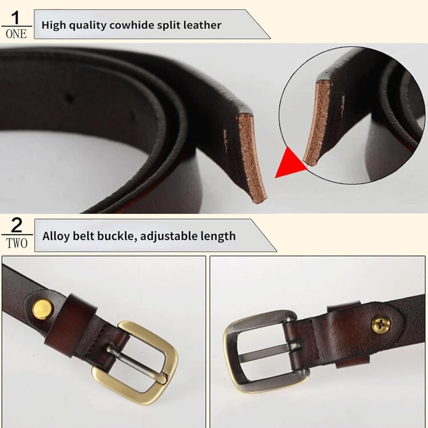 Cinturón Cásico Cinturones de Piel de Vaca para Mujer con Hebilla Dorada, cinturón Fino para Pantalones Vaqueros, Vestidos, Cinturones de Moda de 105CM