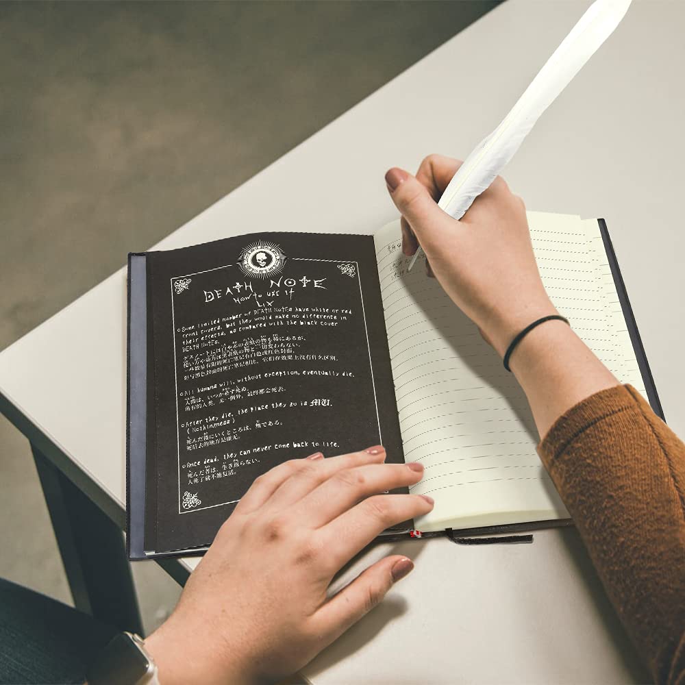Diario Theme Death Note Notebook con Penna Piuma e Collana, Fashion Anime per Cosplay, Scuola, Taccuino,21x 15 cm