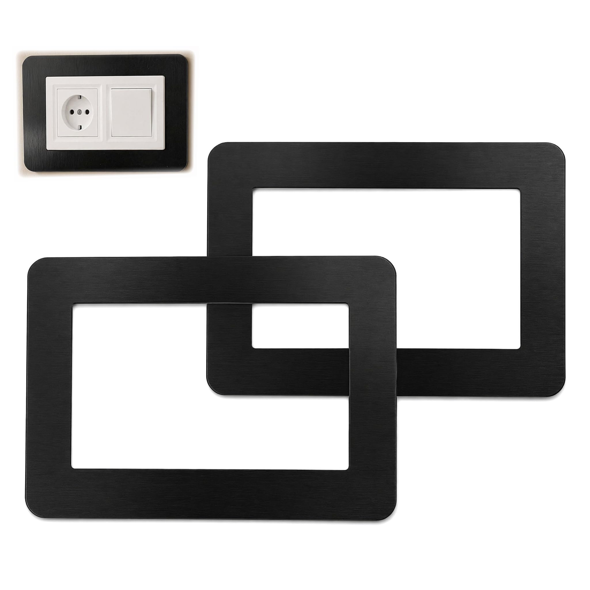 2 Pcs Double Socket Surround, Light Switch Surround Cover Plates Double Light Switch Cover Protector Plates Self Adhesive Plug Socket Decorative Frame for Wall Sockets and Switches