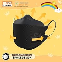 Vista 4 de Kids KN95 Face Masks for Children 100 Pack, Breathable Comfortable and Disposable KN95 Mask, Black