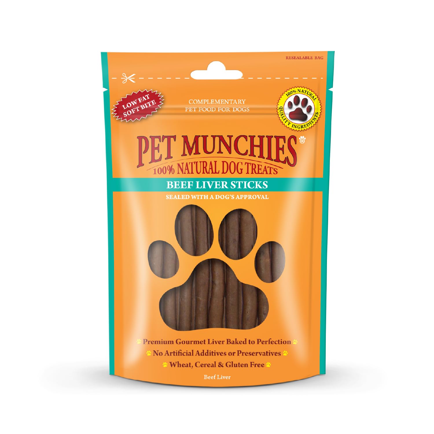 PET MUNCHIESBeef Liver Sticks Dog Treats, Premium Grain Free Dog Chews with Natural Real Meat, Low in Fat and High in Protein 90g