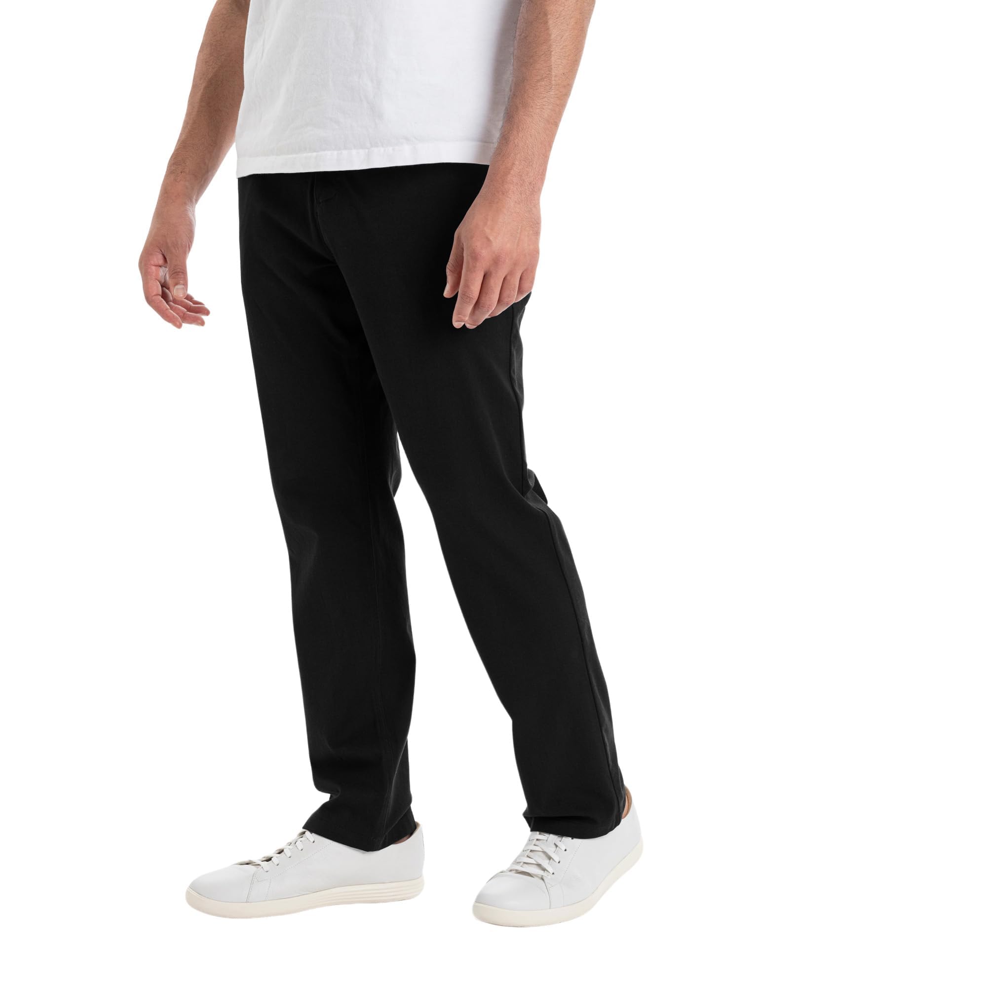 Pantalones chinos elásticos en 4 direcciones para hombre, corte recto, parte delantera plana, pantalones casuales con cintura elástica