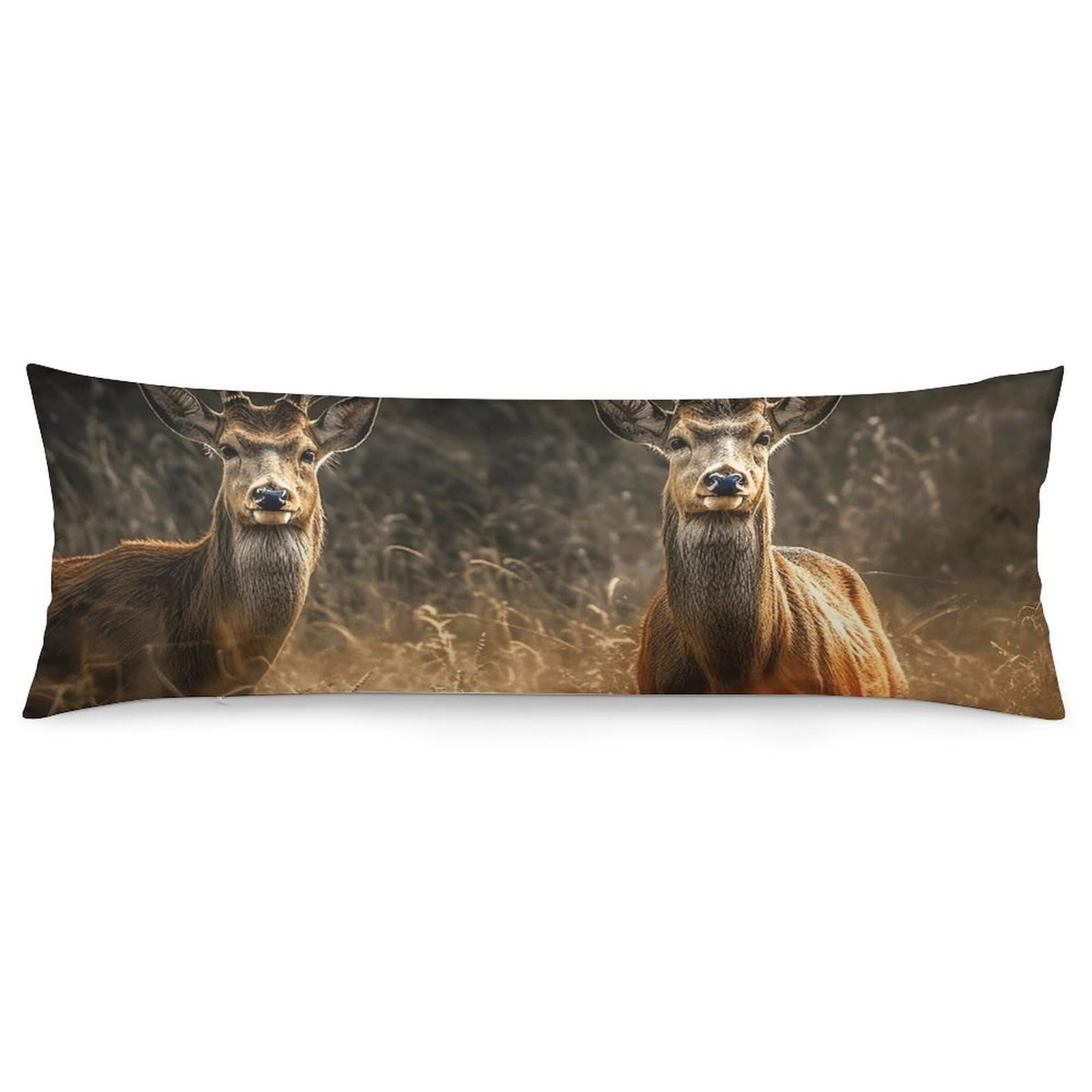 NONHAI 2 Pack Pillow Cases for Hair and Skin, Soft Breathable Pillow Case Covers with Hidden Zipper, Deer in Meadow Pillowcase 20"x54" Pillow Covers for Sleeping Gift