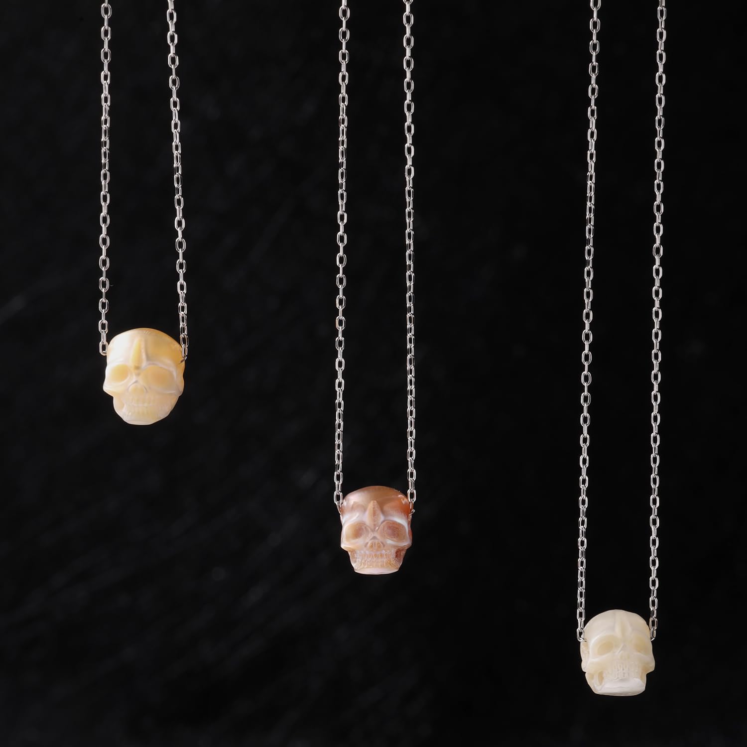 Minimalist Pearl Skull Necklace, Pearl Skull Pendant 925 Sterling Silver Necklace for Her, Gift for Women