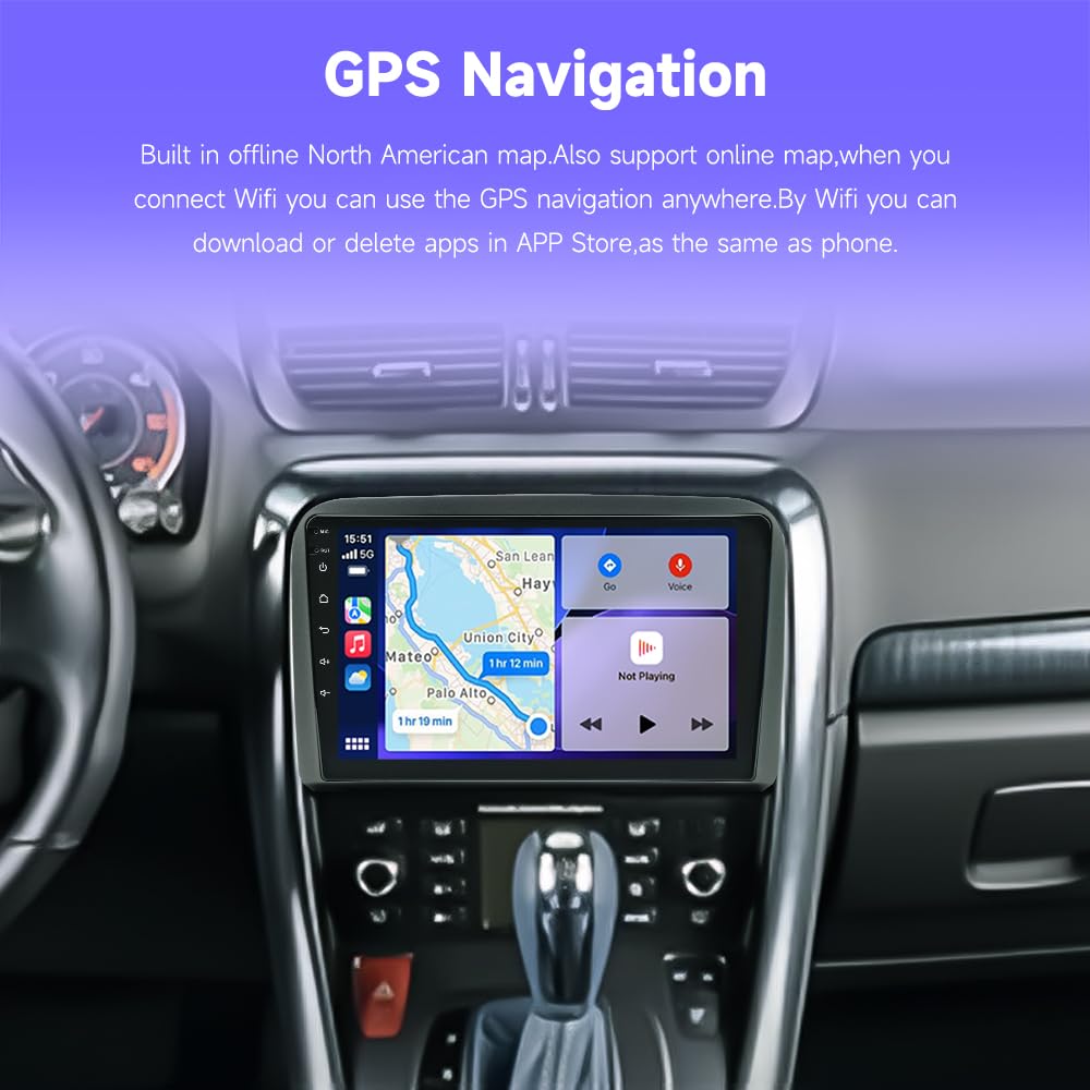 VIBEX Autoradio 9 Pollici per FIAT CROMA 2005-2012 con Wireless CarPlay e Android Auto, Touchscreen HD, Navigatore GPS, Bluetooth, WiFi,USB, Comandi al Volante