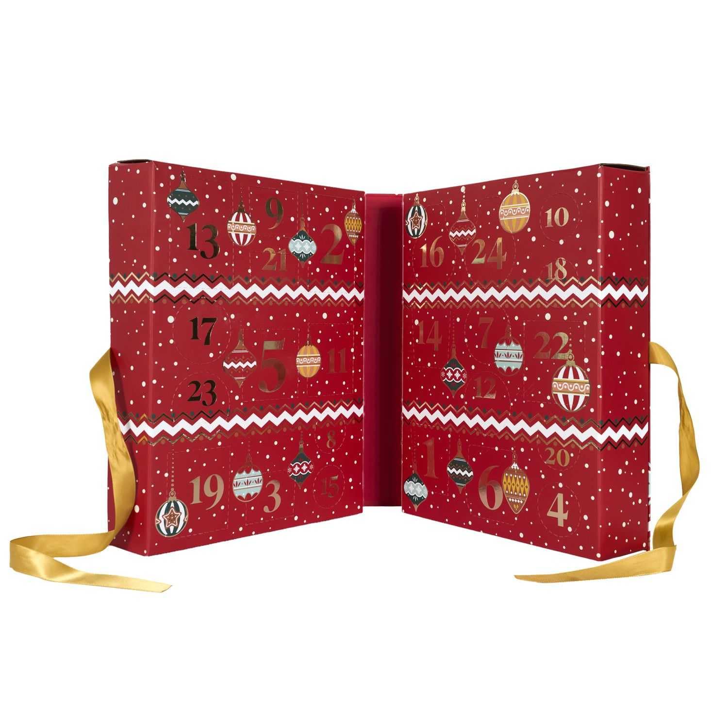 Home Deco Factory, BO0095, Calendrier de l'Avent avec Bougies Parfumées et Surprises, Design Traditionnel, Ambiance Festive, Idéal pour Offrir, Rouge, Taille Unique
