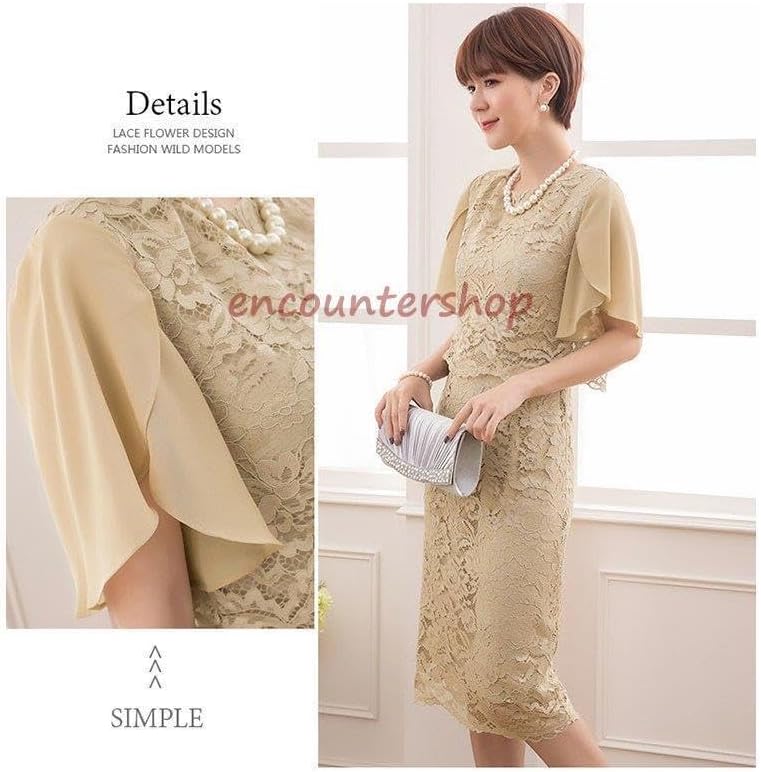 パーティードレス ワンピース 袖あり フォーマルドレス 膝丈 半袖 お呼ばれ 結婚式 パーティー 20代 30代 40代 パーティー