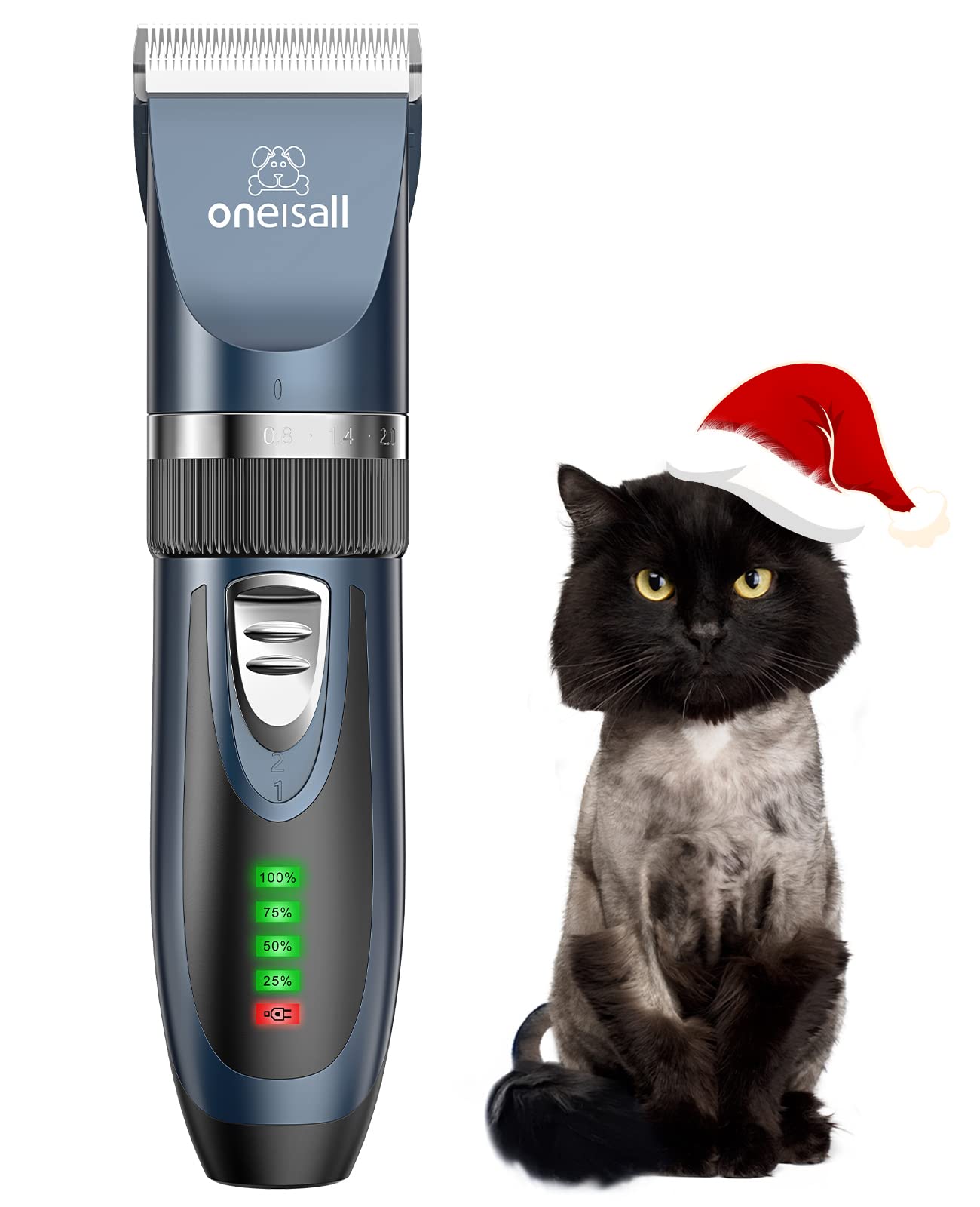 oneisallQuiet Clipper, Cat Dogs, Professional Hair Trimmer for Long Hair Cats with Thick Fur, Dog Clipper, Cat Shaver with Powerful Motor (Blue)