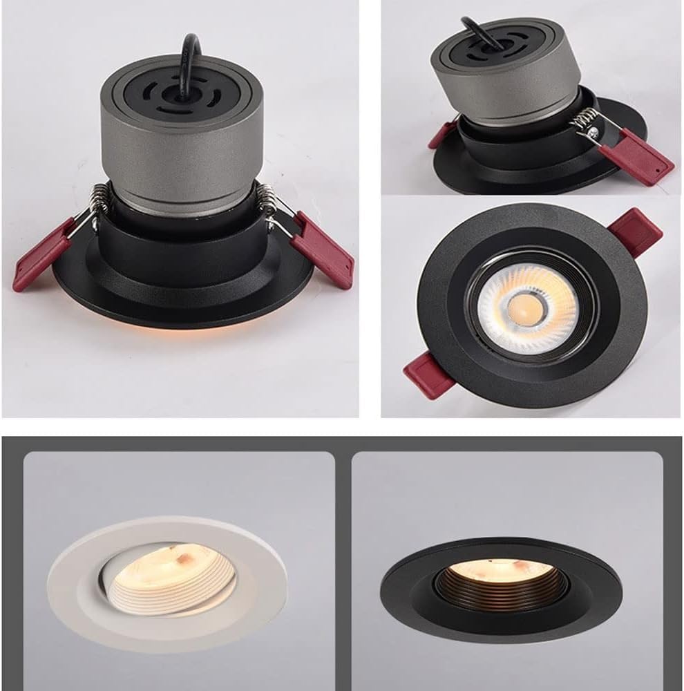 Foco LED empotrado, paquete de 4, luces decorativas de techo regulables de 7W/10W(Black-3000k,7W)