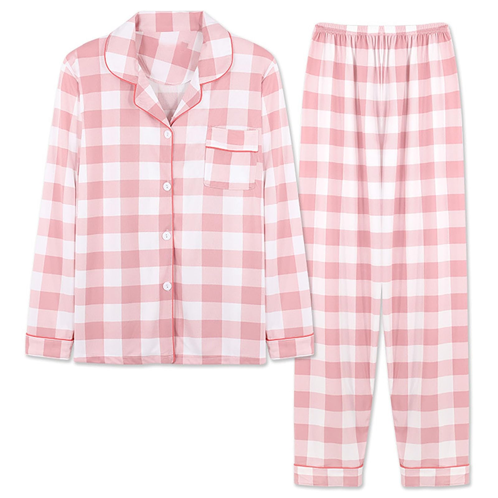 Fall Pajamas,Soft Button up Pajama Sets Long Sleeve Shirt and Pajama Pants  Nightwear Sleepwear Lounge Sets