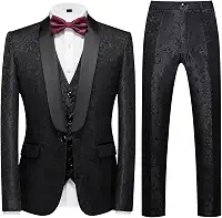 Conjunto de terno masculino slim fit de smoking de 3 peças para formatura festa de casamento Paisley jaqueta colete calça roupa de baile