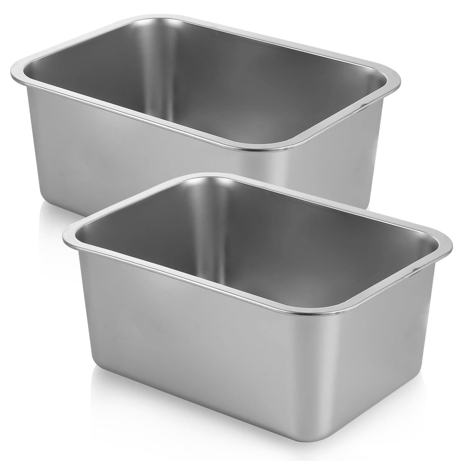 2 ciotole per bucato, 32 x 22 x 15 cm/36 x 27 x 15 cm, in acciaio inox 304, grande bacinella rettangolare in acciaio inossidabile, ciotole per lavare in metallo per lavello