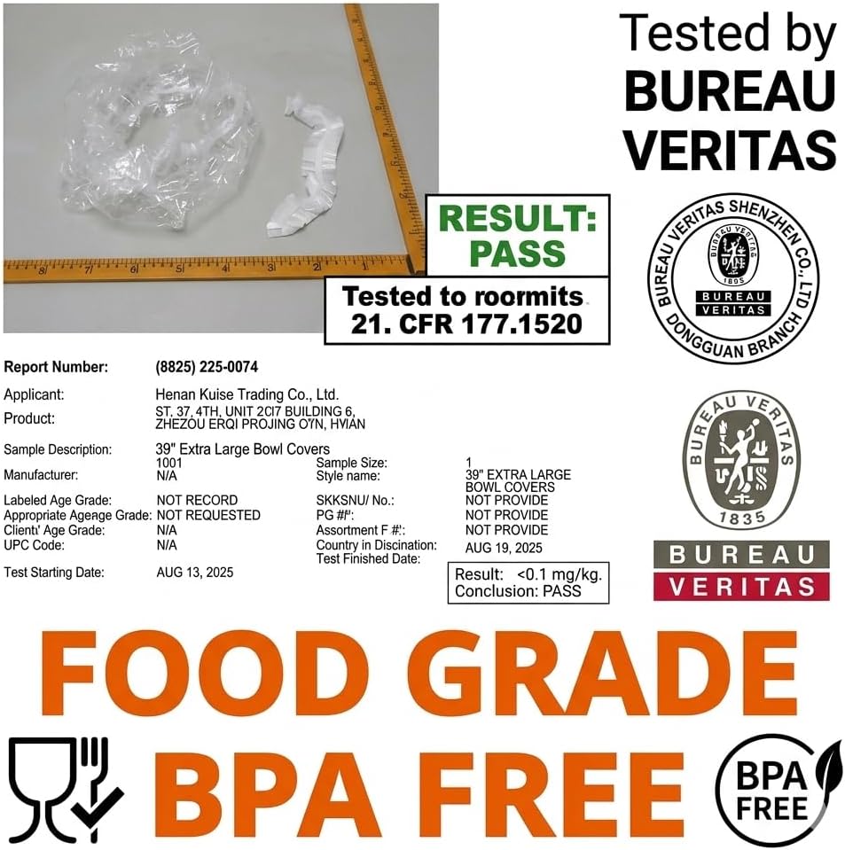 50Pcs Sheet Pan Covers for 24x16, 21x15, 18x13 inch - Extra Large Elastic Food Covers Stretches to 39", 12 Microns Thick Oversized Bowl Covers for Foil Pans & Dough Proofing- BV Certified BPA-Free