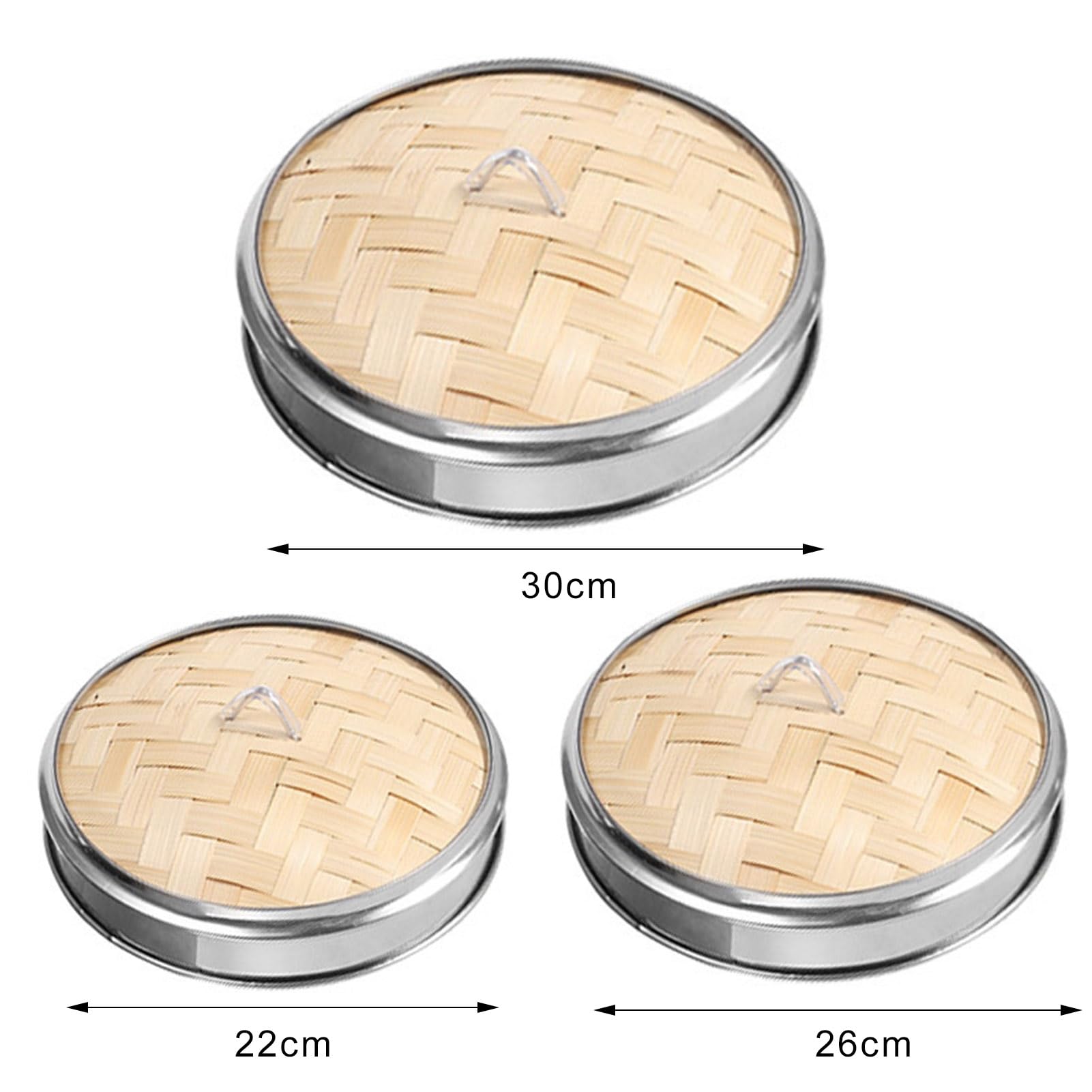 ohfruit Panier vapeur en bambou fait à la main avec couvercle 3 niveaux pour la cuisson des paniers vapeur, boulettes, légumes, poulet, poisson, riz, 30 cm