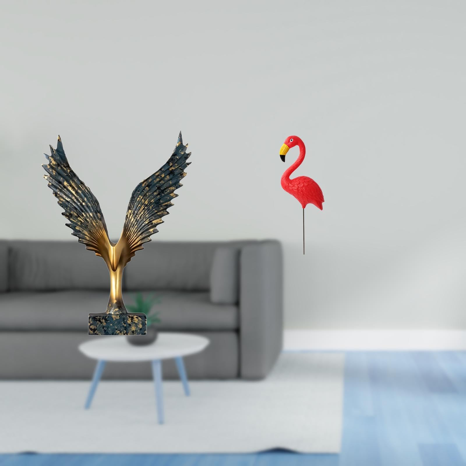 Enakshi® Resin Spreading Wing Bird Statue Sculpture Feng Shui Ornament Decorative Figurine Yard Art Ornament Backyard Fairy Garden Accessories Flamingo Garden Stake for Holiday Spring-image-29
