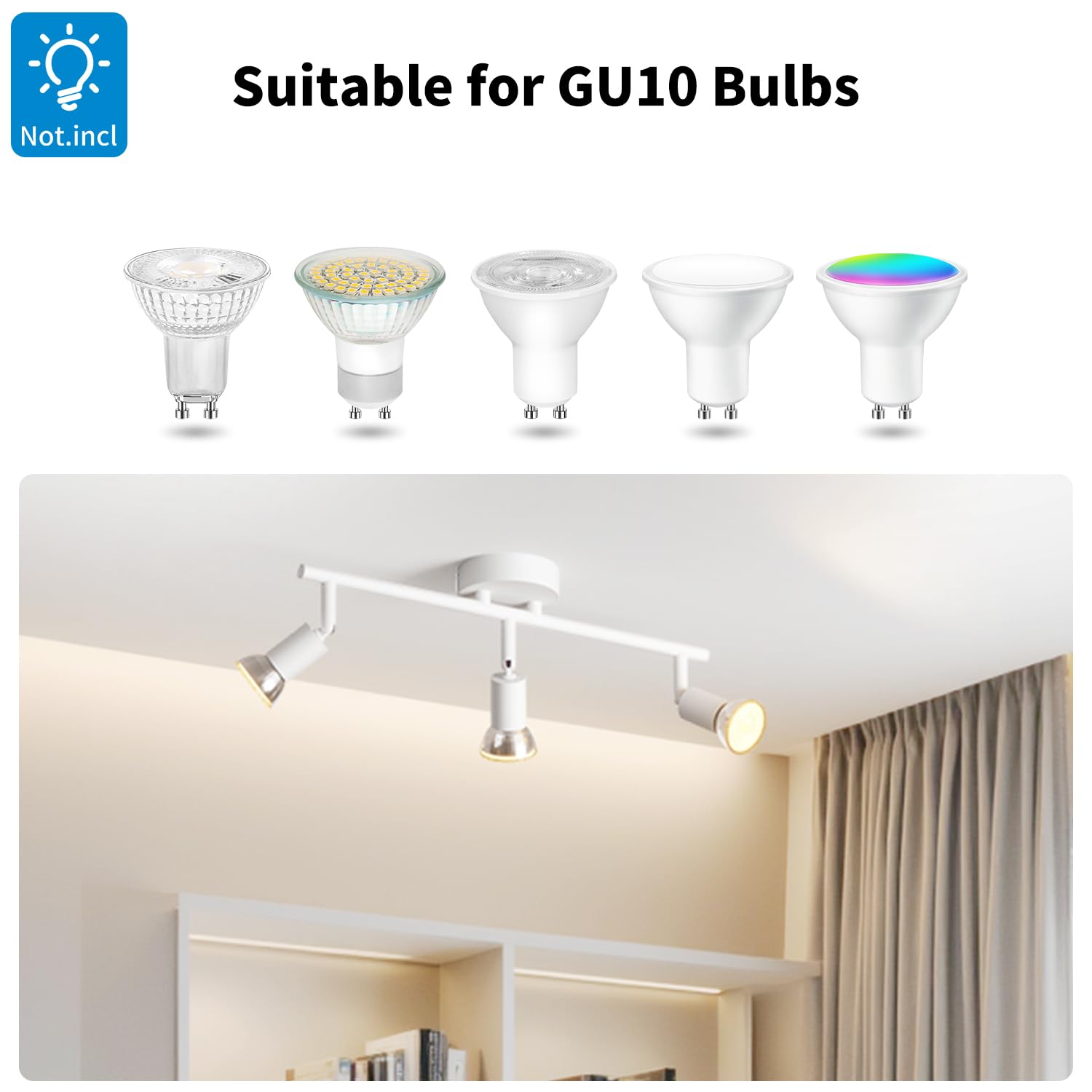 LVWIT White Ceiling Light,Kitchen Lights Ceiling,Light Fittings Ceilings,3 Way Ceiling Spotlight Fitting,GU10 Base Spot Lights for Lounge Bedroom Dining Room(Bulb Not Included) - Image 3