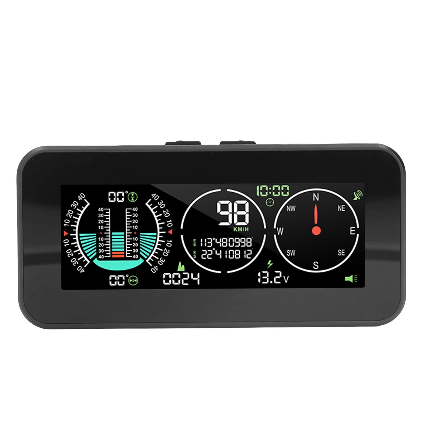 Display Hud, Display bussola per auto, Display Smart Hud Rotazione libera Schermo LCD a colori a doppio segnale Resistente al calore Pc universale ABS