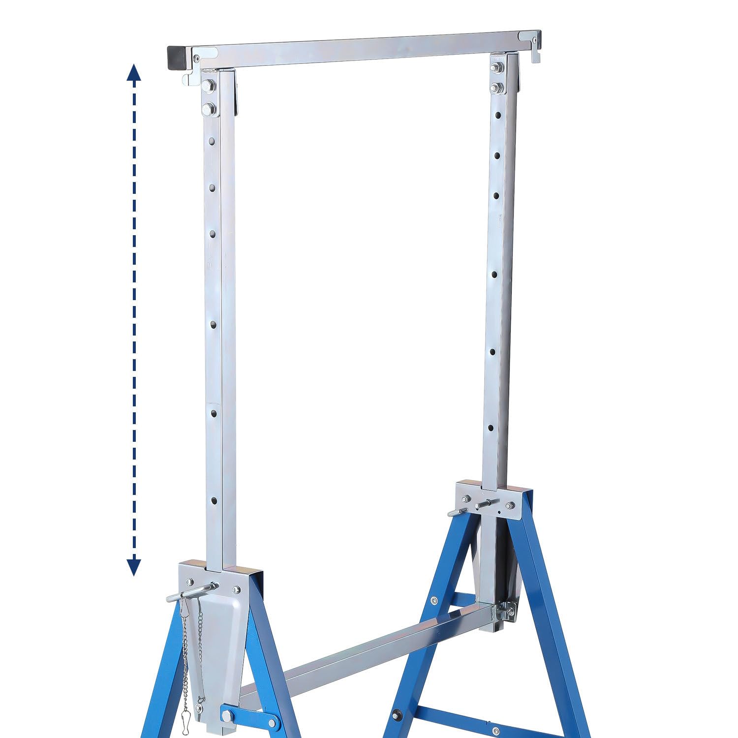 Juego de 2 caballetes telescópicos, altura regulable 80-130 cm, soporta 200 kg, plegable y antideslizante, para trabajos de pintura, construcción, jardín y taller, color azul