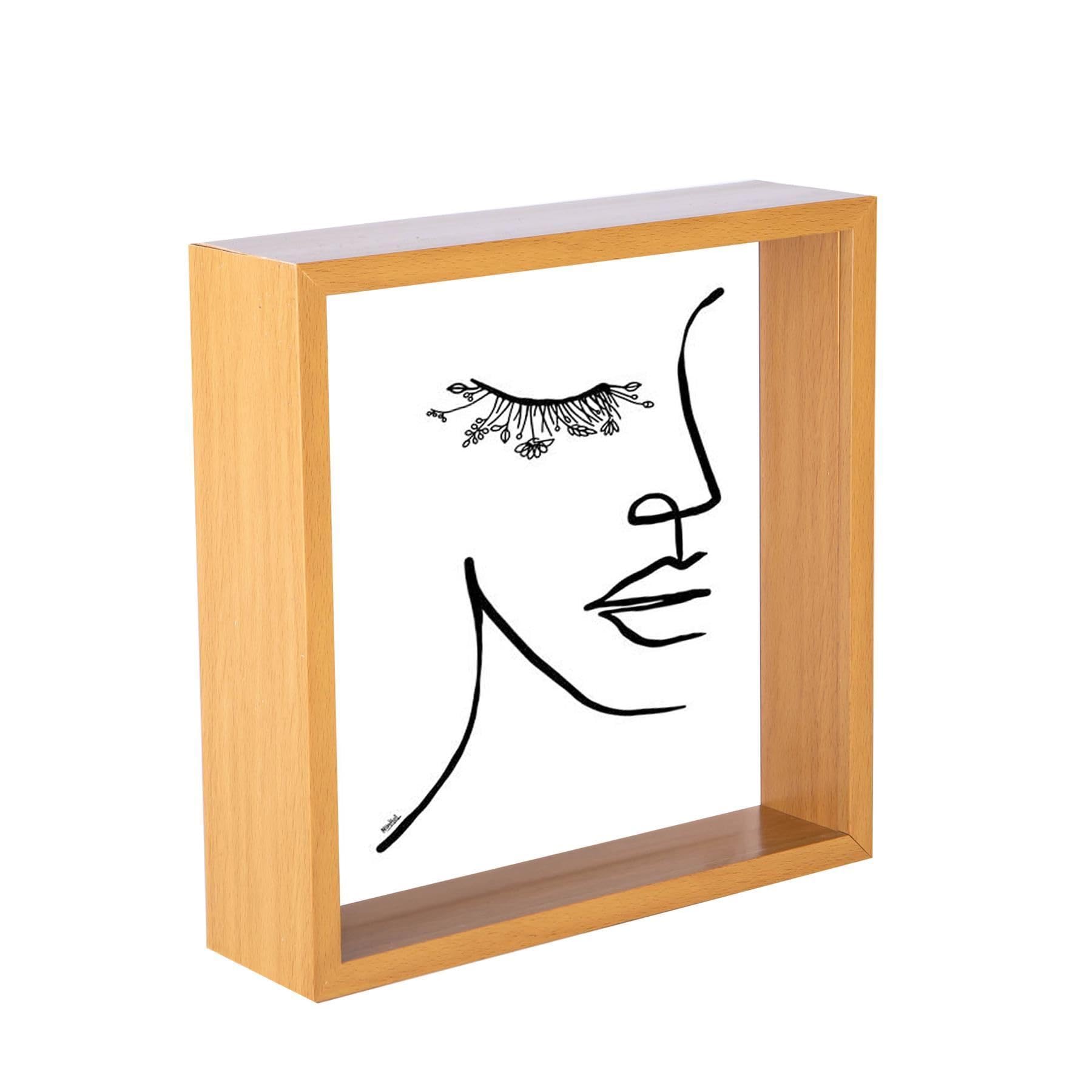 Nicola Spring 8" x 8" Light Wood 3D Deep Box Photo Frame - Brown