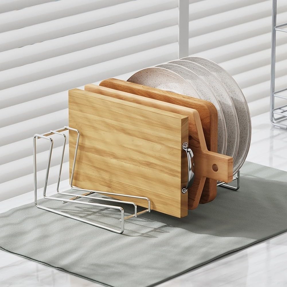 Égouttoir à vaisselle pour comptoir de cuisine fabriqué en acier inoxydable 304 avec fentes de capacité réglable et plateau récupérateur d'eau amovible (grand + bac à eau)