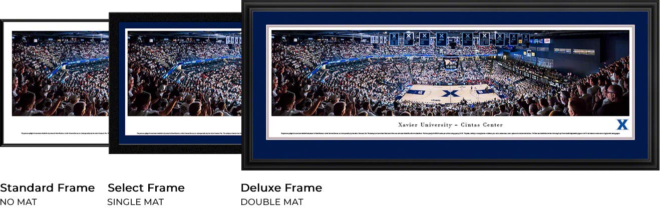 Xavier Basketball - 44x18-inch Double Mat, Deluxe Framed Picture by Blakeway Panoramas