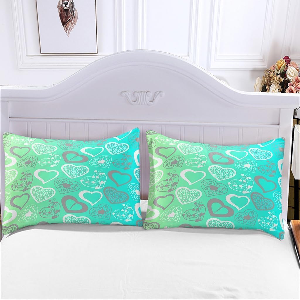 Bettwäsche 200x200 Liebe Bettwäsche-Sets Romantisches Pärchen 3D Druck Bettbezug Liebe Weiche Mikrofaser 3 Teilig Bettbezüge mit Reißverschluss und 2 Kissenbezug 80x80cm I995