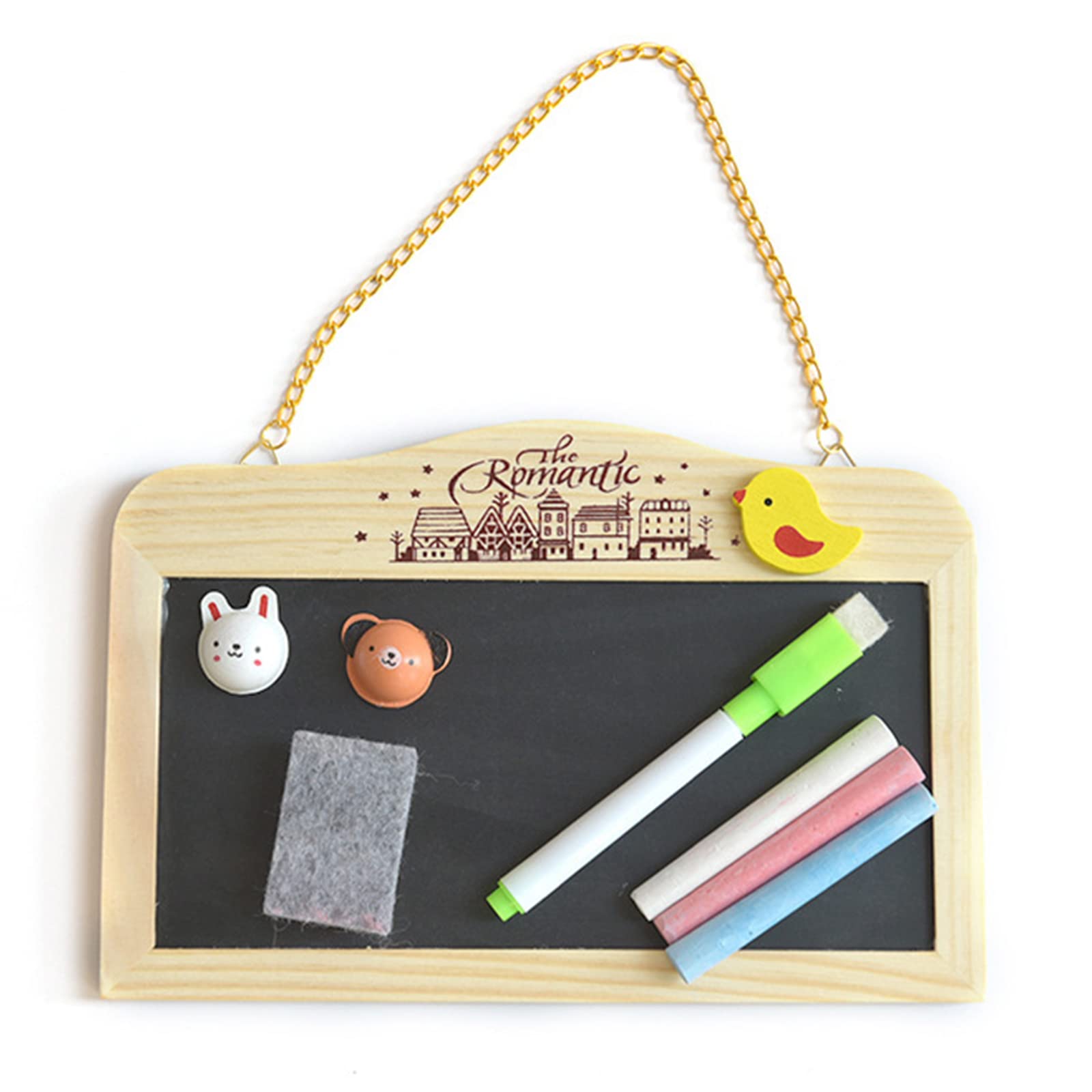 Chalkboard Set Small Black Board Magnetic Chalk Eraser Chalk Sticks Mini Hanging Wall Message Sign Blackboard for Home Office Kids (1 Set)
