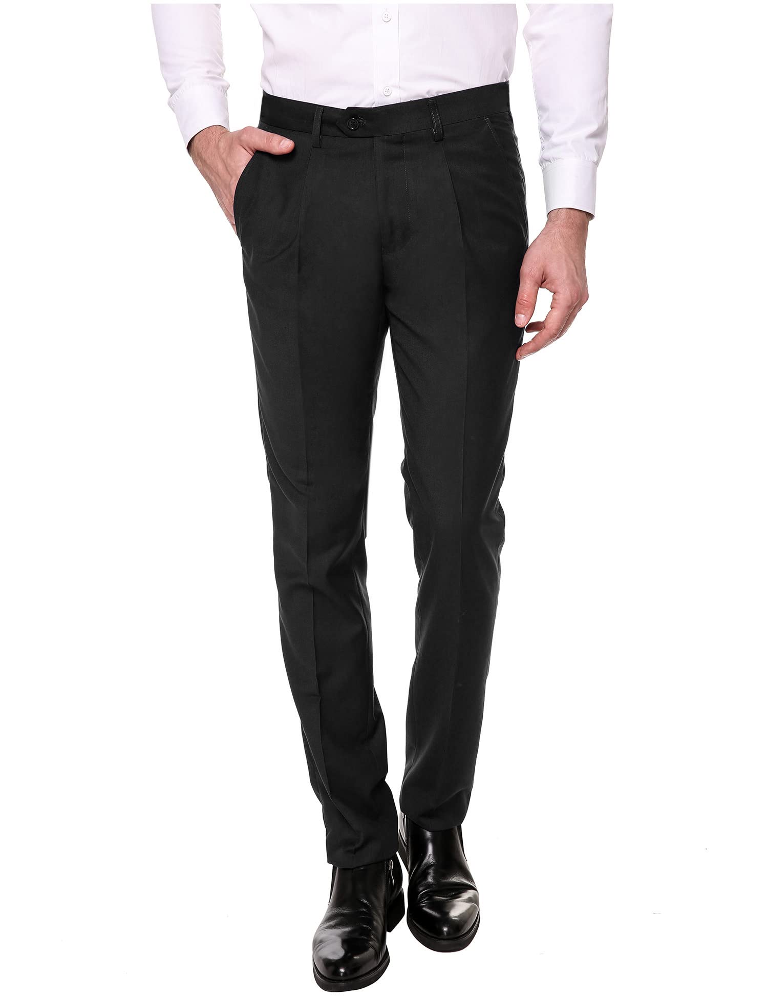 COOFANDY Men's Classic Fit Flat Front Dress Pants No Iron Premium Casual Pants Expandable Waist Suit Pants