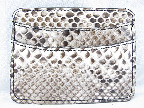 Genuine Python Snake Skin Leather Slim Business Credit Card Holder Sleeve Wallet (Reticulated Natural)3