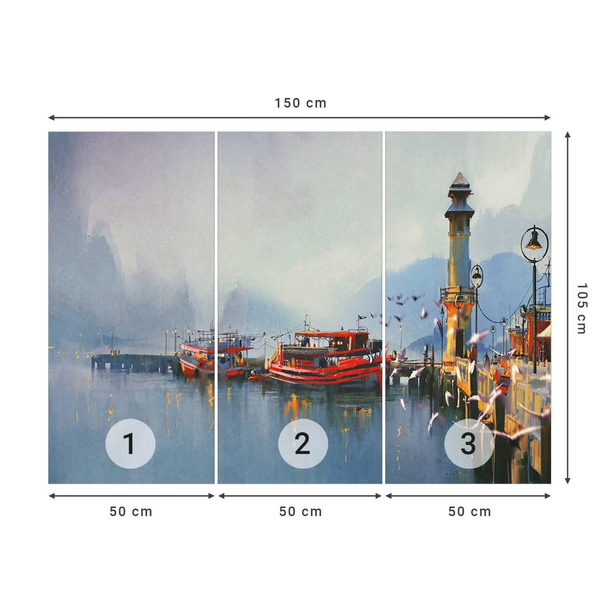 Carta da Parati Vinile in TNT 150x105 cm Paesaggi Marino - 3710 - WF3 | Porta Lanterna Barca Premium Canvas Fotomurale Moderno Decorazione da Parete Murale da Parete Per Soggiorno ARTTOR