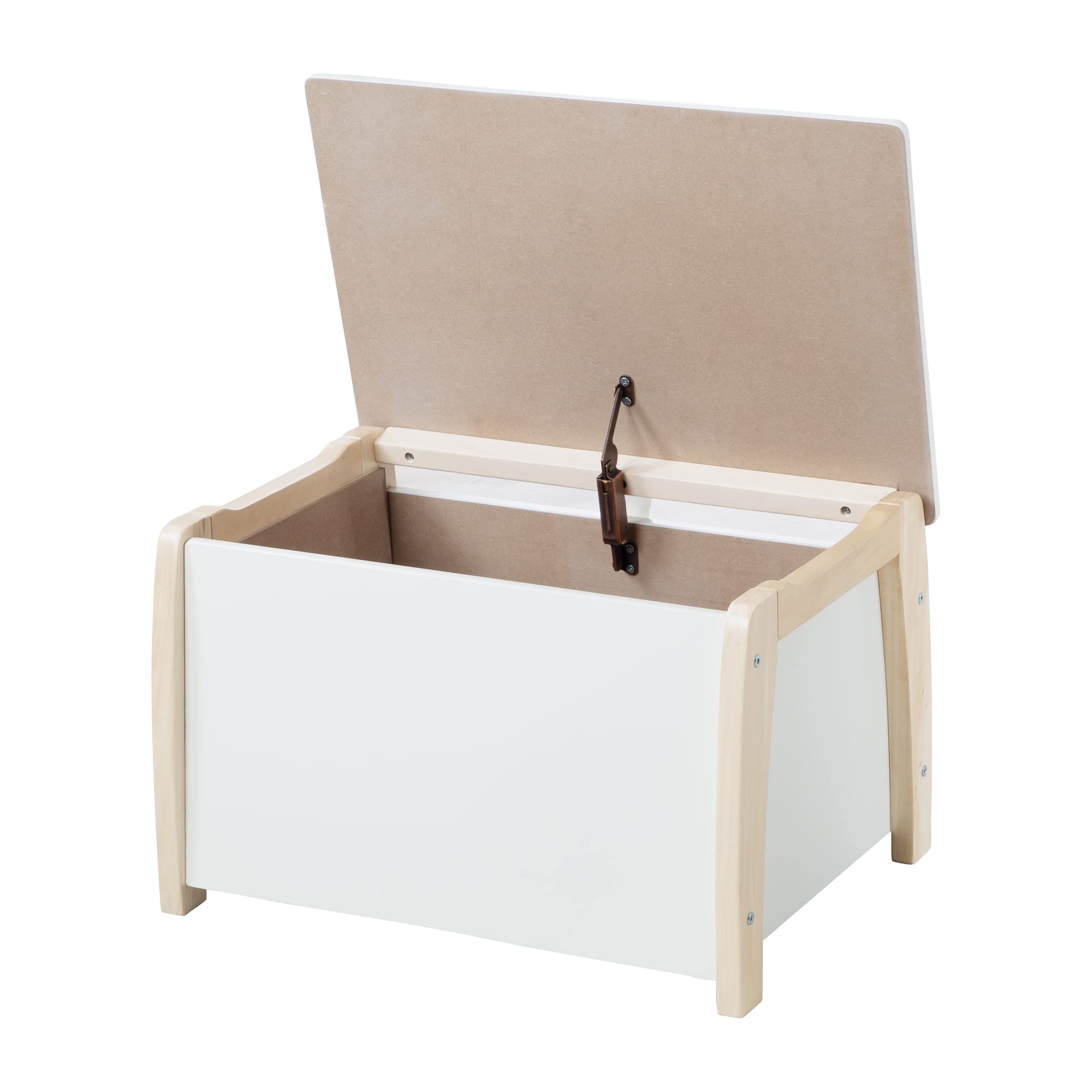 roba Coffre à Jouets pour Enfant - Banc en Bois Massif + Amortisseur - pour Filles et Garçons - Bicolore - Naturel / Blanc