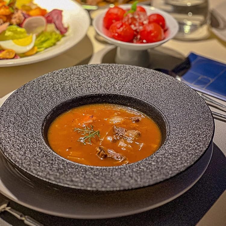 Platos apilables creativos de cerámica blanca occidental, comida, hotel, restaurante, vajilla, carne, pasta, ensalada, plato para el hogar, plato de sopa (A,12 pulgadas)