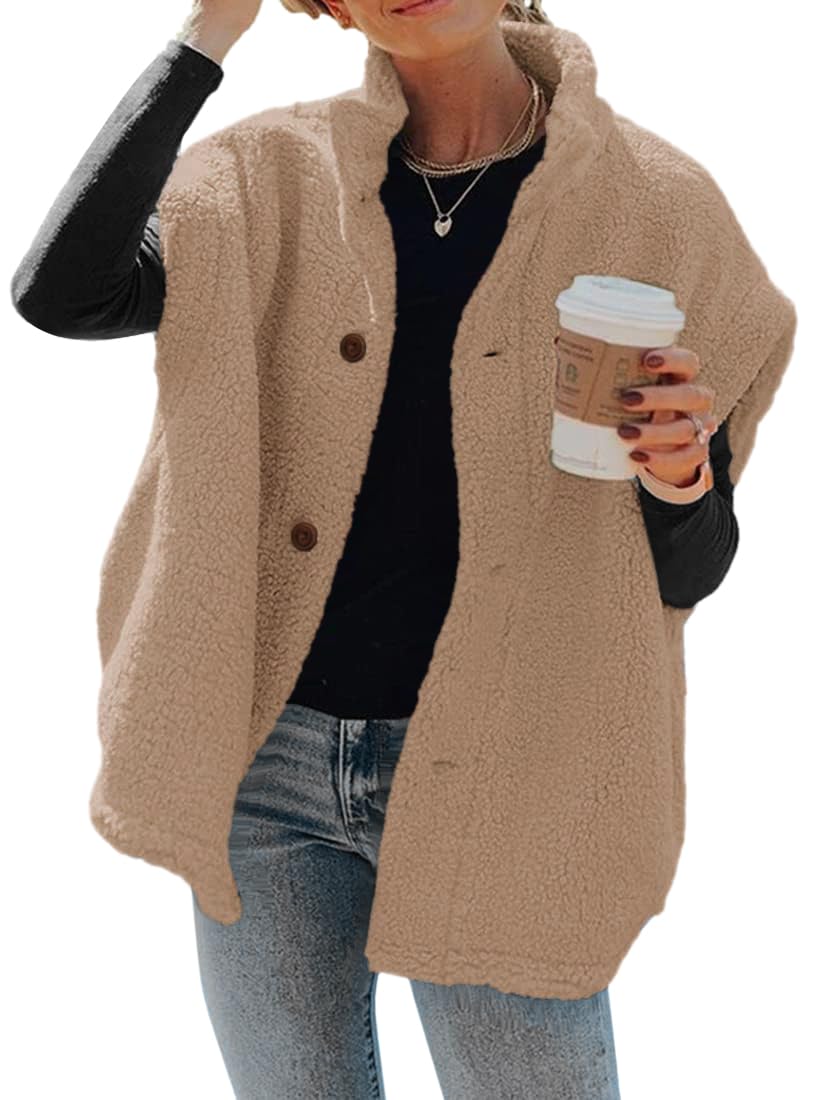 Hongqizo Womens Fuzzy Fleece Vest Oversized Casual Warm Sherpa Vests Jacket