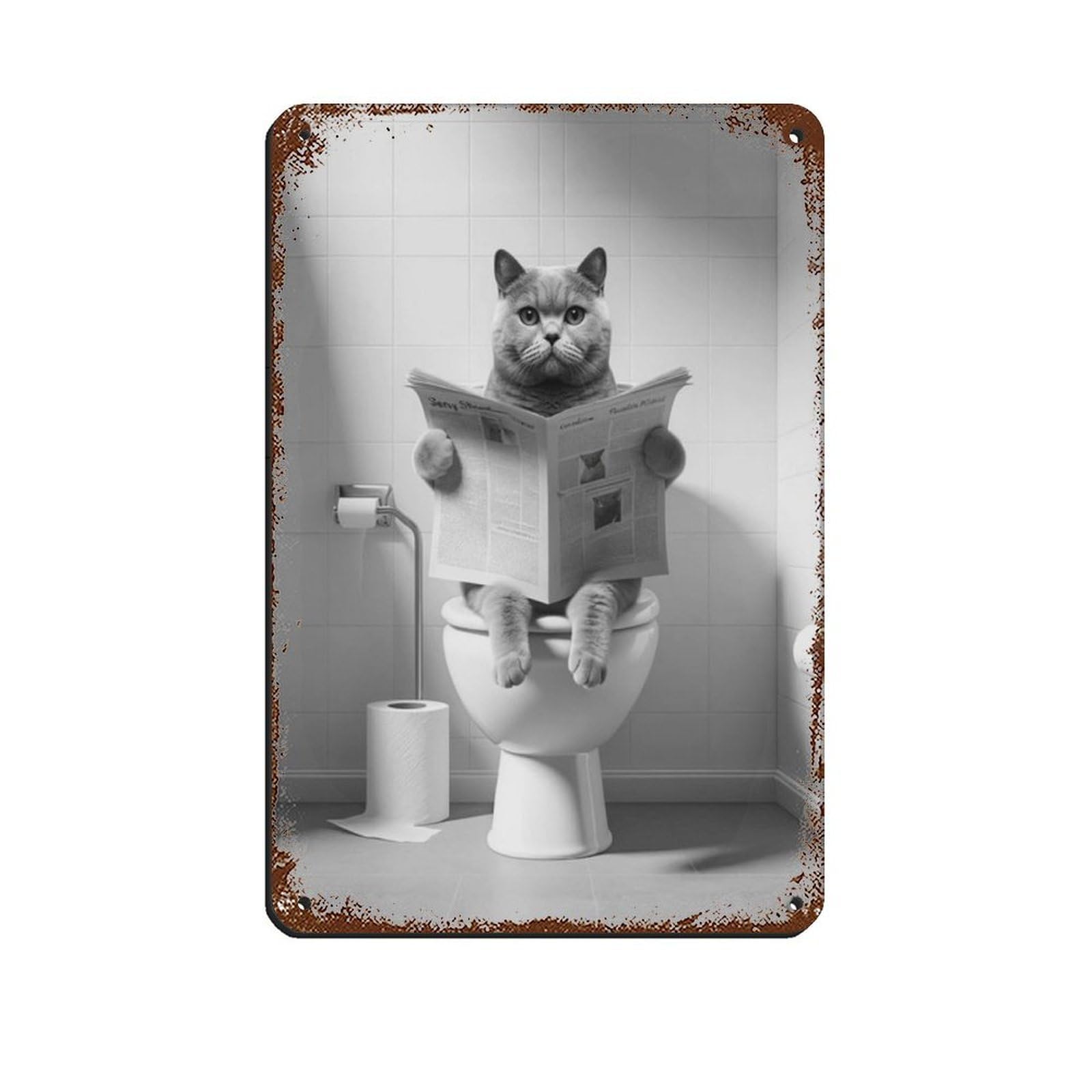 Lxwnze 20L X 30W Cm British Shorthair,Bathroom Art Poster Tin Sign Vintage Metal Pub Club Cafe Bar Home Wall Art Decoration Poster Retro 8X12inch(20X30cm)