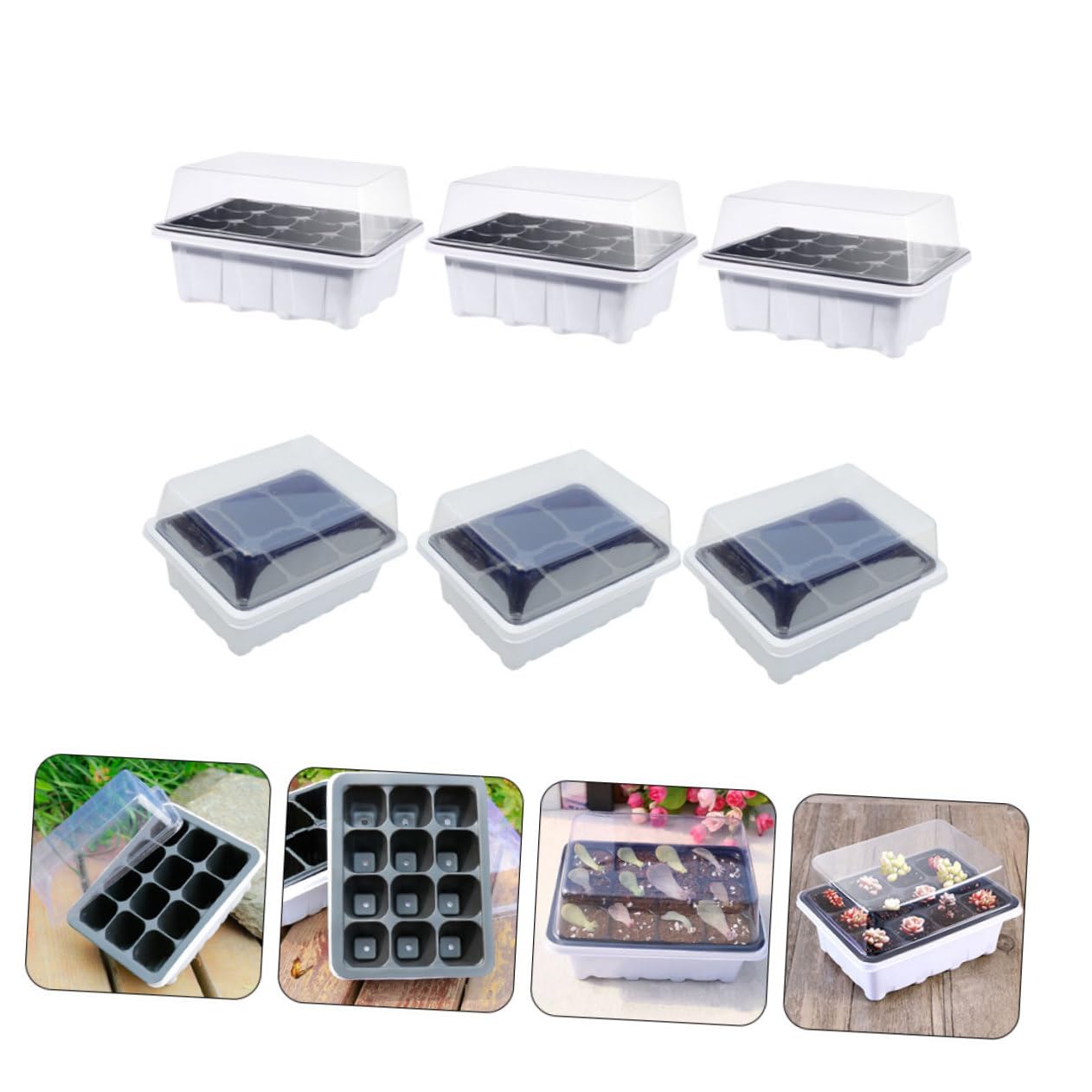 UPKOCH 2 Ensembles Boîte À Semis Plateaux Entrée Usine De Plein Air Bacs De Jardin pour Plantes Kit De Culture De Jardinières Plastique 6 Pièces * 2