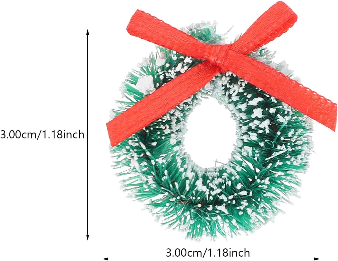 24Pcs Mini Christmas Wreath Artificial Dollhouse Decoration Miniature Christmas Wreath Christmas Tree Hanging Ornaments Christmas Decorations