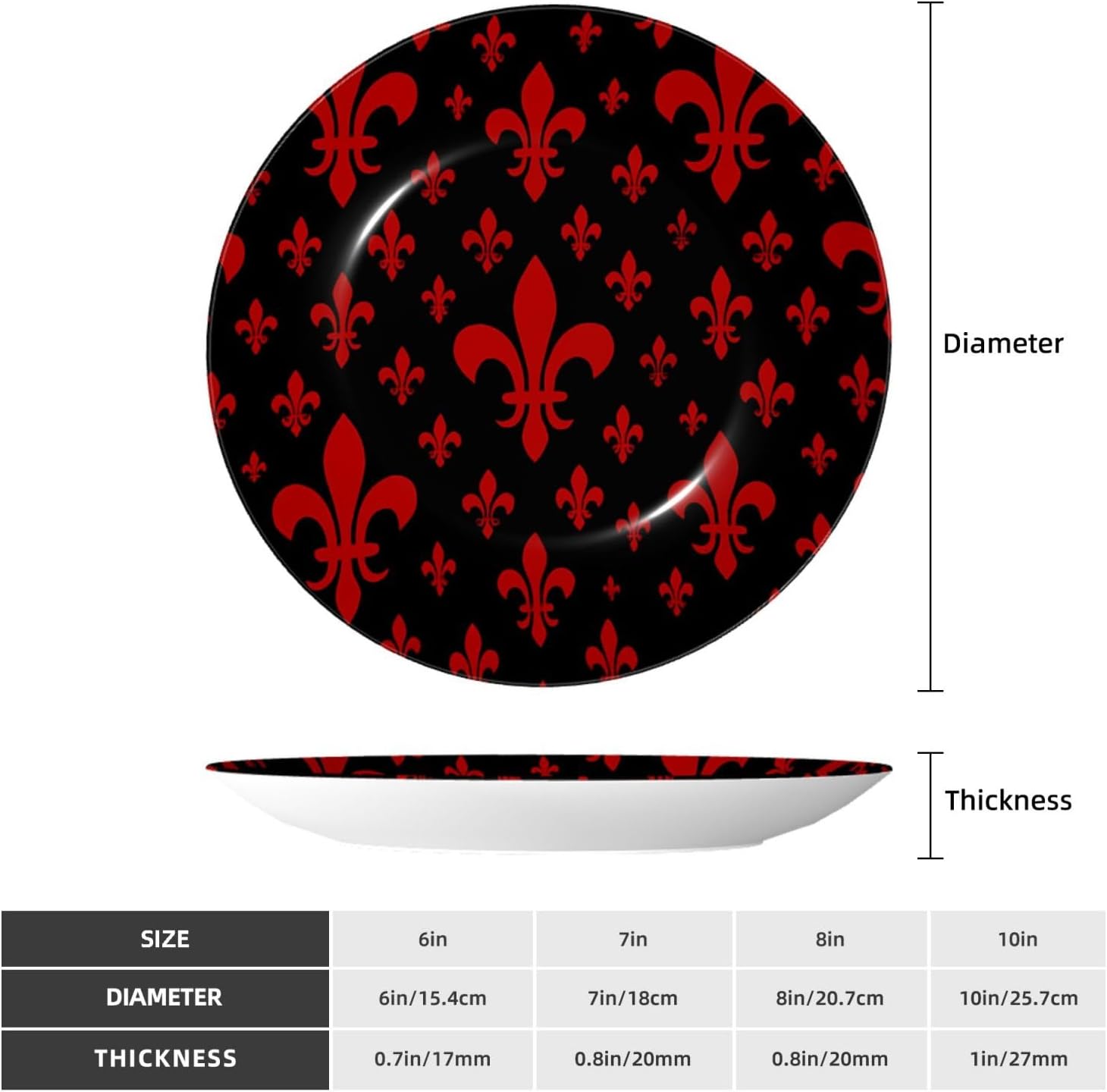 French Fleur-De-Lis 10 Inch Decorative Plate With Stand, Elegant Display Wall Plate For Home Decor