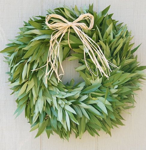 Bay Leaf Wreath with Raffia Bow