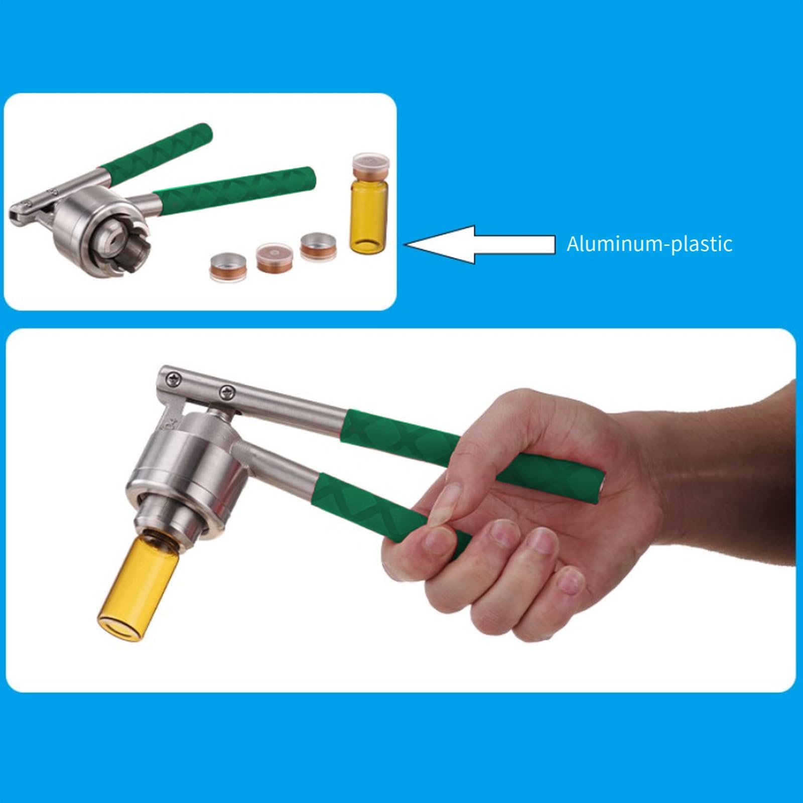 Fläschchen Crimper Verschließwerkzeug mit Hebelmechanismus, Fläschchen Crimper für 13 mm / 15 mm / 20 mm Abdrehkappen