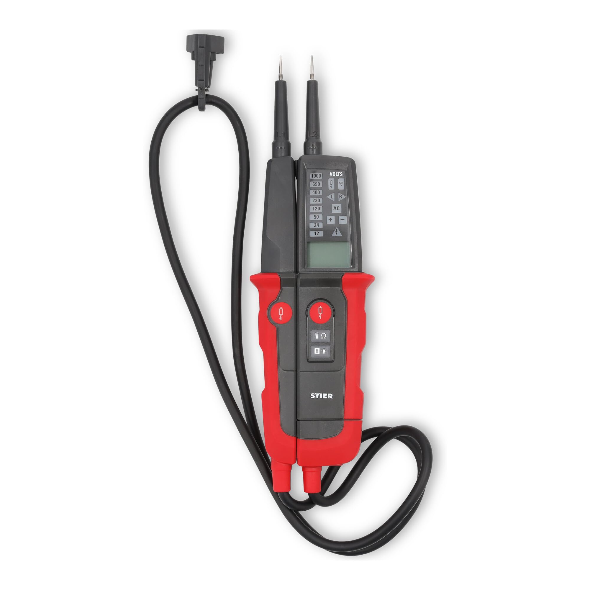 STIER Profi Spannungs- und Durchgangsprüfer, 6V-1000V AC/DC, 2-polig, CAT III 1000V CAT IV 600V, 19mm Sonden-TIP-Abstand