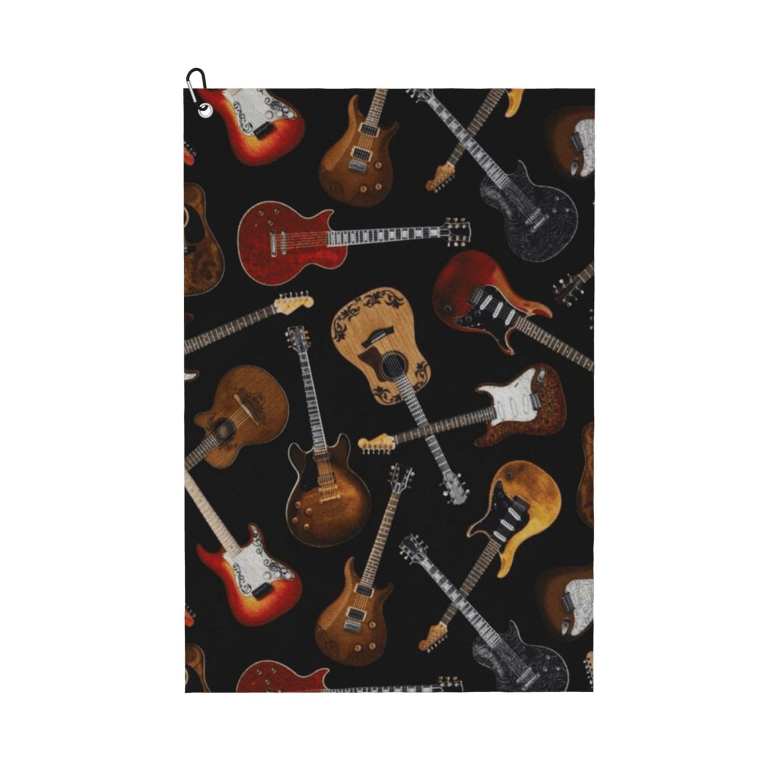 Hnnkloy Guitars Black, 16x24 in Portable Waffle Golf Towels with Carabiner Clip for Golf Bag