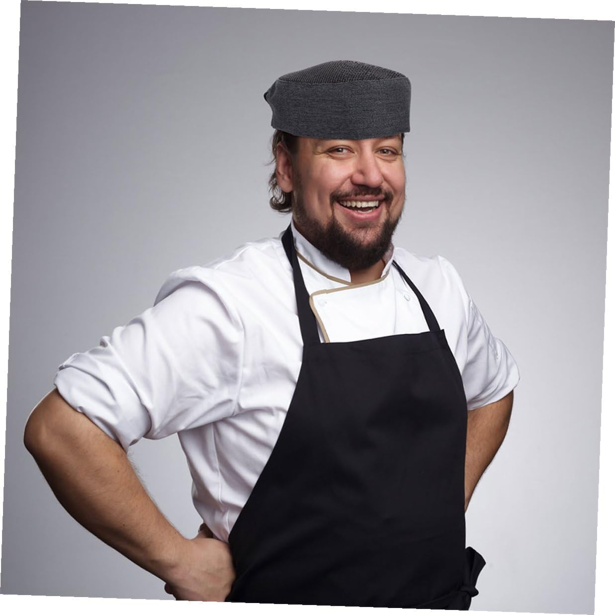 ULTECHNOVO 3pcs Unisex Chef Hats with Breathable Mesh Top, Kitchen Cooking Caps Food Service Working Caps, Grey Bakery Hat for Chefs and Kitchen Staff