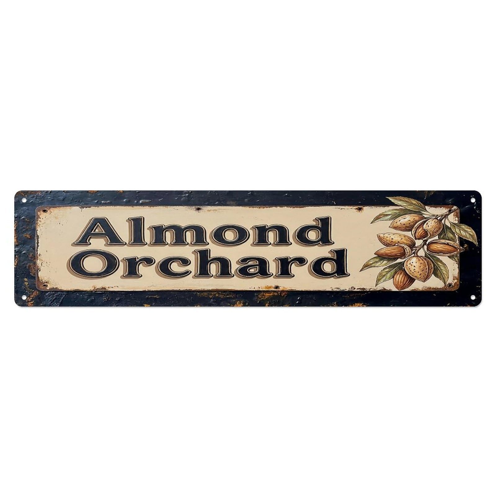 Vintage Almond Orchard Crunchy Farmhouse Metal Tin Sign