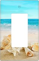 Vista 18 de Cubierta para interruptor de luz, placas de pared de conchas marinas en la playa, palanca individual de 1 banda, 4.5 x 2.76 pulgadas, 1 paquete