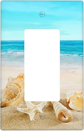 Miniatura 18 de Cubierta para interruptor de luz, placas de pared de conchas marinas en la playa, palanca individual de 1 banda, 4.5 x 2.76 pulgadas, 1 paquete
