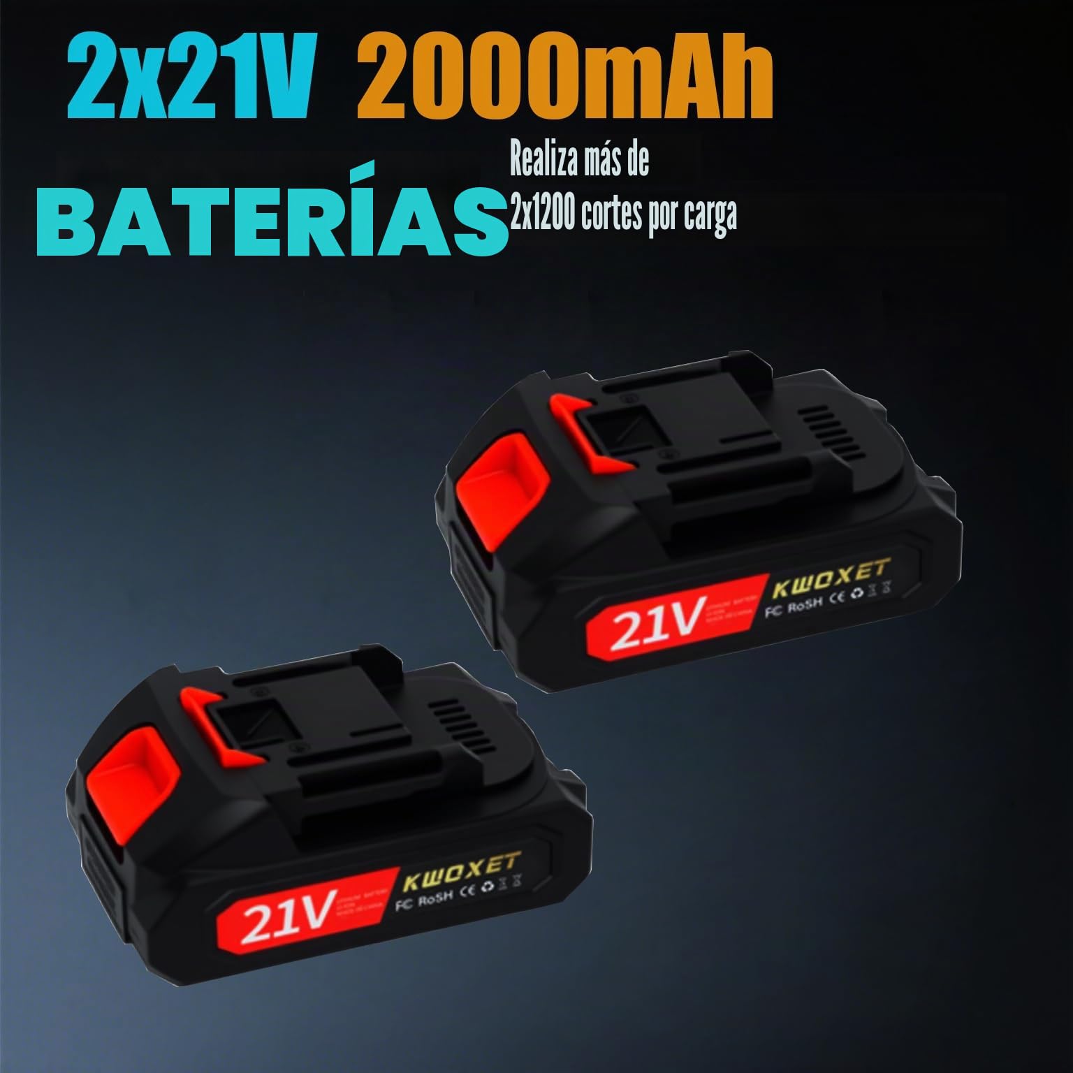 Tijeras de podar electricas, Kwoxet tijeras de podar bateria con apertura de corte de 40 mm y pantalla LCD | Acero SK6 | Baterías 21v 2x 2000mAh | Tijeras de jardín eléctricas(Rojo)